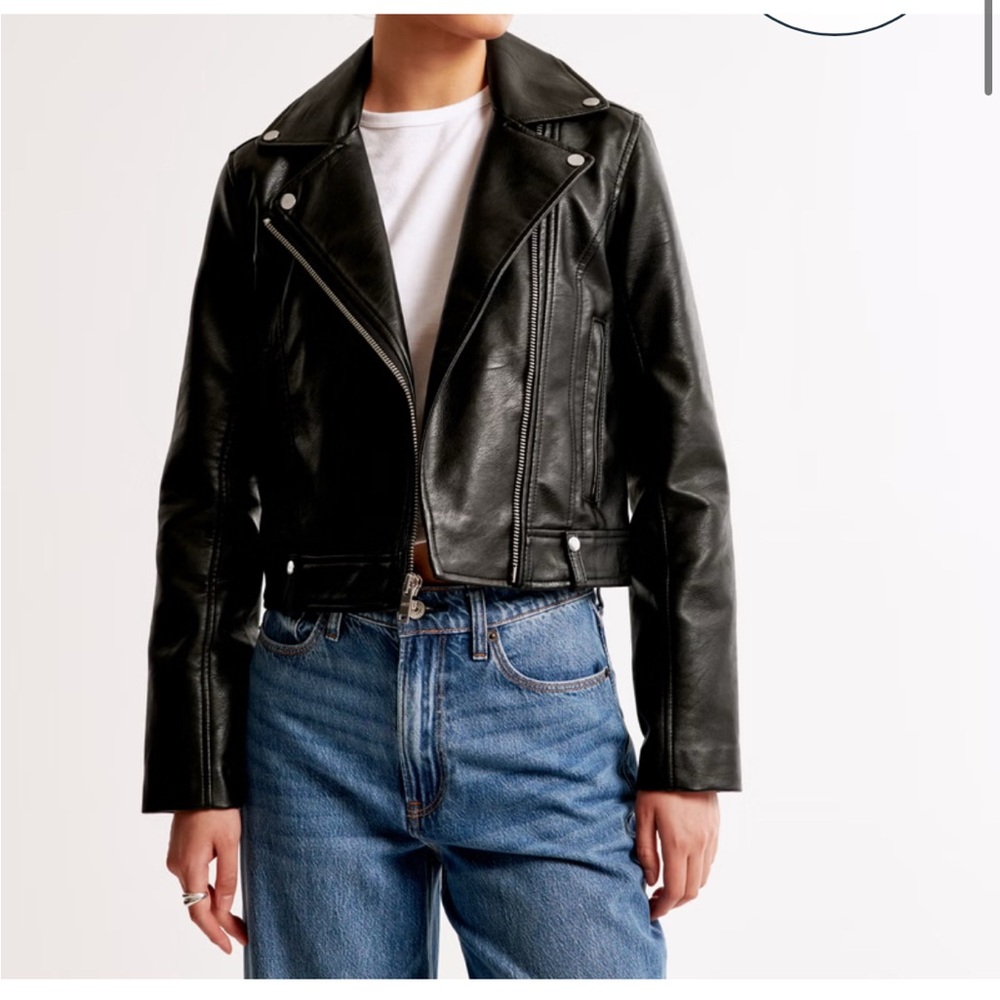 Abercrombie Vegan Leather Moto Jacket, Size Small